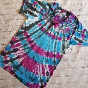 Hand Dyed Blue, Purple & Black Tie Dye T-shirt